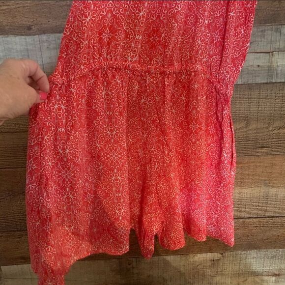 GAP new pink orange‎ sleeveless shorts romper elastic waist, size small - Picture 2 of 7